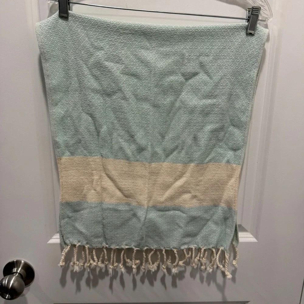 Die Caprie Unisex Hand Towel Set Turkish Cotton Diamond Weave Blue Cream 18x20